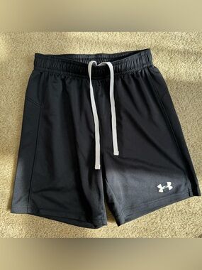 Under Armour Black Youth Small (7/8) Shorts with White Drawstring